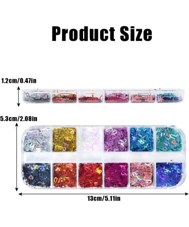 English Letter Nail Art Glitter Sequins 1Box 12Grids Iridescent Laser Alphabet Nail Flakes for Nail Art Sequins Resin Fillers Nail Glitter for Nail Art Design Decorations DIY Crafts (Colorful Letters) - Buy Online on GoSupps.com