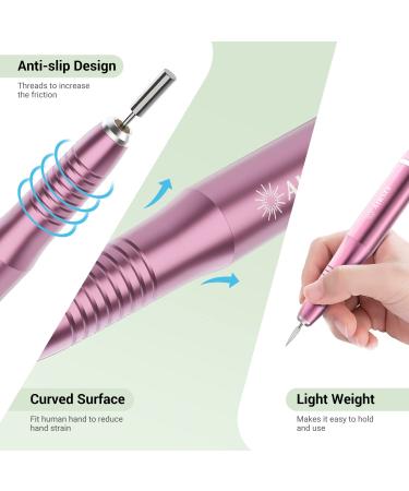 AIRSEE 20000 RPM USB Portable Electric Nail Drill Kit - Cordless Professional Efile for Manicure Pedicure - Pink - Buy Online on GoSupps.com