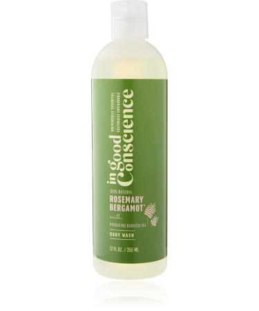 In Good Conscience Hydrating Body Wash: All-Natural Rosemary Bergamot & Babassu Oil | Sulfate  Paraben  Phthalate & PEG Free Soap | No Synthetic Fragrances | For Men & Women | 12 oz.