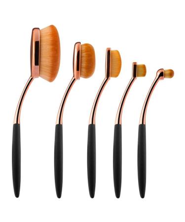 Yoseng Oval Foundation Brush Set - 5 Pcs Toothbrush Makeup Brushes for Fast, Flawless Application of Liquid, Cream, and Powder Foundation - Style A - Buy Online on GoSupps.com