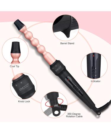 EMOCCI PRO 5 in 1 Curling Wand Set - Ceramic Tourmaline Barrels - Rose Gold - Buy Online on GoSupps.com