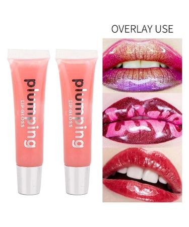 2PC Lip Plumping Serum & Gloss - Long-lasting Moisturizing Lip Gloss for Fuller Softer Lips | Glitter Lipstick Amplifier (8#) - Buy Online on GoSupps.com