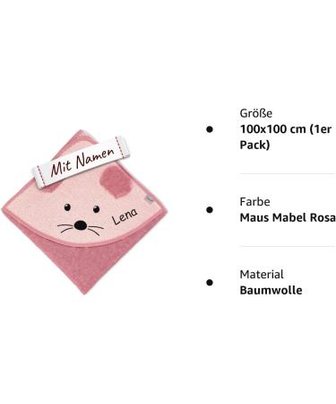 Sterntaler Mabel Hooded Towel for Babies & Children Embroidered Bath Towel in Pink 100x100 cm Cute Mouse Design - Buy Online on GoSupps.com