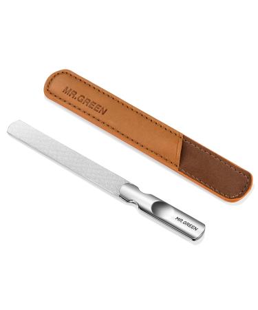 Stainless Steel Nail File with Anti-Slip Handle and Leather Case Double Sided and Files Nails Easily for Men and Woman Metal
