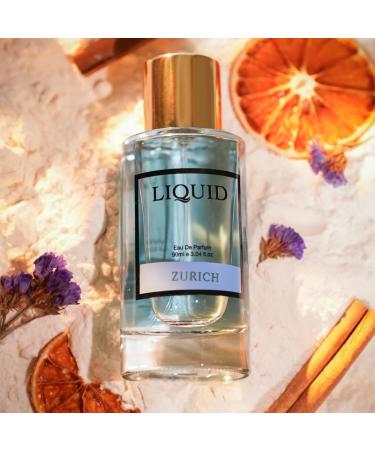 LIQUID Zurich Luxury Eau de Parfum EDP for Men - 90ml Long Lasting | Premium Perfume | Marine Citrus & Woody Fragrance | Perfect for Special Occasions | Luxury Scent Inspired by Zurich | Gift for Him - Buy Online on GoSupps.com