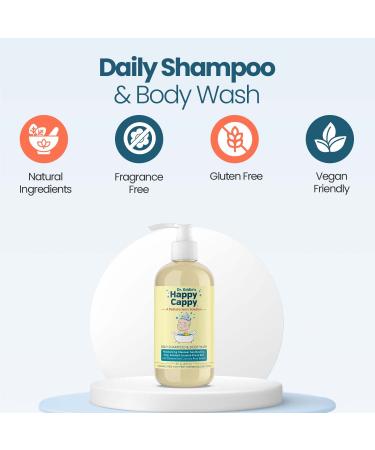 Happy Cappy Daily Shampoo Face and Body Wash for Dry Itchy Eczema Prone Skin - 8 oz Bottle Pack (Pack of 4) - Fragrance and Dye Free - Buy Online on GoSupps.com