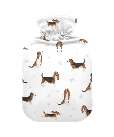 Dog Basset Hound Hot Water Bottle with Cover Hot Water Bottles for Pain Relief Hot Water Bag Heating Bag for Headaches 2L 2 l