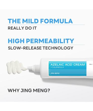 JING MENG Azelaic Acid Cream Minimize Pores Reduce the look of dark spots Blemish Spot Pure Azelaic Acid with CALENDULA Niacinamide Sensitive Friendly Skin Care For Women 1.59oz - Buy Online on GoSupps.com