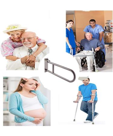 Bathroom Grab Bar Safety Support Rail Folding Handrail For Bathroom 30-Inch Flip-Up Handicap Handrails Bathroom Support Safety Rails For El - Buy Online on GoSupps.com