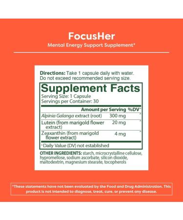 MENOLABS FocusHer Mental Energy Support Supplement Caffeine-Free Focus, Concentration & Memory enXtra & Lutemax 2020 Menopause, Brain & Eye Health 30 Capsules, 30-Day Supply - Buy Online on GoSupps.com