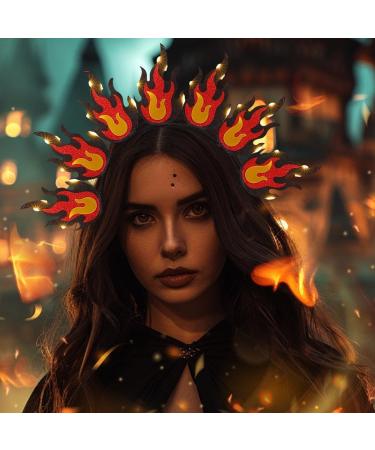 GORTIN Light Up Fire Headband LED Red Flame Headpiece Halloween Festival Costume Headwear Hair Accessories for Women - Buy Online on GoSupps.com