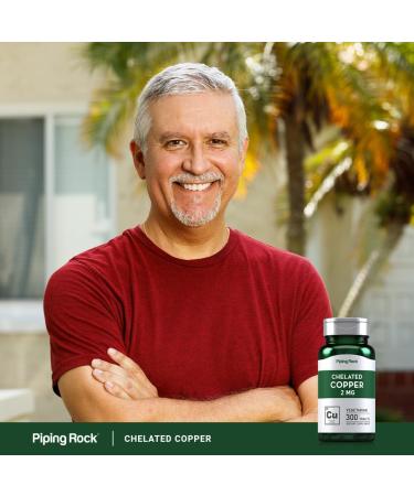 Piping Rock Chelated Copper 2 mg Supplement | 300 Tablets | Vegetarian Non-GMO Gluten Free - Buy Online on GoSupps.com