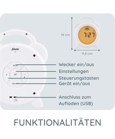 Alecto BC-100 Pedagogical Alarm Clock for Children - Sleep Trainer with LED Light - White - 1 Pack - Buy Online on GoSupps.com