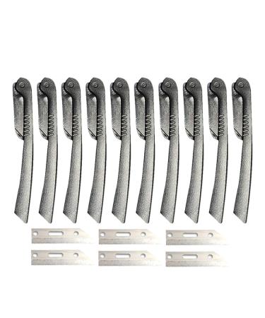 1 Set 10pcs Foldable Eyebrow Razor Portable Eyebrow Trimmer Eyebrow Makeup Tool Kit Eyebrow Shaper 14.5X2CM Black