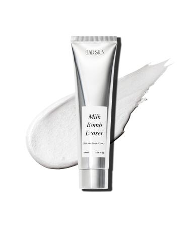 BadSkin Milk Bomb Eraser 100ml | Gentle Daily Cleansing Foam with Milk Protein Extract & AHA/BHA | Hydrating & Pore Cleansing Formula | Made in Korea