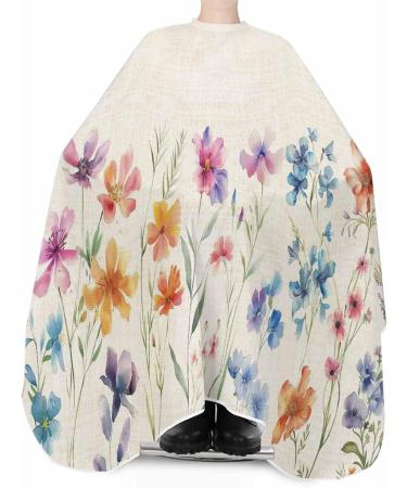 Shop Botanical Flower Barber Cape - Adjustable Hair Cutting Cape for All Ages | Colorful Spring Design | 55x63 Inch Lilac Linen - Buy Online on GoSupps.com