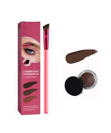 Eyebrow Brush Home Eyebrow Care Kit 4D Laminated 4D Laminated Brow Home-Grooming Kit 4D Hair Stroke Brow Stamp Brush with Eyebrow Cream (Dark Brown)