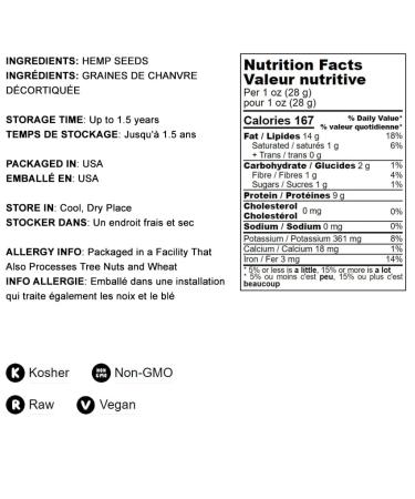 Organic Canadian Hemp Seeds 8 lbs - Non-GMO Verified, Raw Hearts, Hulled, Shelled, Kosher - Bulk Vegan Superfood for Keto & Paleo Diet - High Protein, Omegas 3 & 6, Manganese - Ideal for Yogurts - Buy Online on GoSupps.com