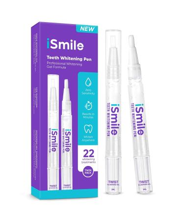 iSmile Teeth Whitening Pen - 35% Carbamide Peroxide No Sensitivity Travel-Friendly Easy to Use 2mL 2 Pack
