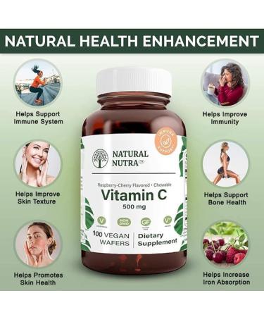 Natural Nutra Vitamin C Supplement for Kids and Adults Immune Booster Helps Supports Bone Health Protect Skin and Heart Health Vegetable Source 500 mg 100 Vegan Wafers 100 Count (Pack of 1) - Buy Online on GoSupps.com