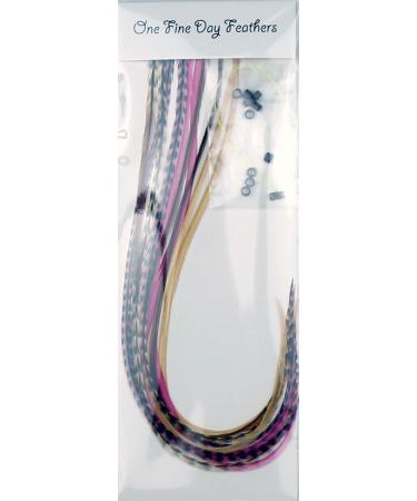 10 feather hair extensions real feathers 22-28 cm with rings/loops (Pink Auburn)