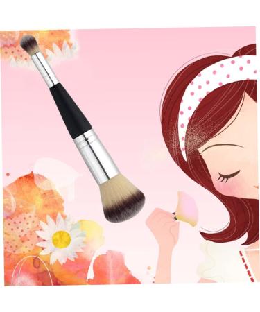 Multifuktion Double head Makeup Brush Professional Wood Handle Powder Brush Smooth Brush for Blush Eye Face Powder Cosmetics Black and Sliver Brush - Buy Online on GoSupps.com