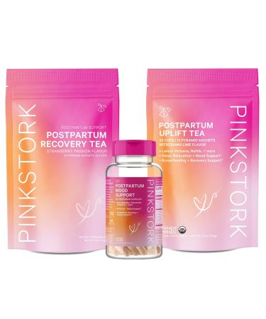 Pink Stork Postpartum Bundle: Postpartum Recovery & Mood Support Postnatal Vitamins for Breastfeeding & Lactation Support Healthy Mood & Hormone Balance for Women with Ashwagandha Women-Owned