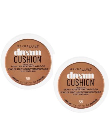 Maybelline Dream Cushion Fresh Face Liquid Foundation Caramel (55) - Pack of 2 - Buy Online on GoSupps.com