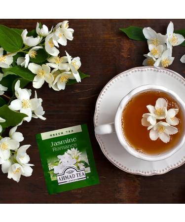 Ahmad Tea Jasmine Romance - Green Tea with Real Jasmine Flowers - 6 x 20 Individually Packaged Aroma Sealed Tea Bags - Buy Online on GoSupps.com