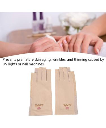 Dioche Anti UV Gloves for Gel Nail Lamp Manicure Gloves UV Protection Stretchy Breathable Fingerless Fiber Cotton Nail Lamp Gloves for Home Salon(Light Yellow) - Buy Online on GoSupps.com