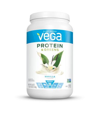 Vega Protein and Greens Vanilla (25 Servings 26.8 Ounce) - Vegan Plant Based Protein Powder Shake Gluten Free Non Dairy Non Soy Non GMO
