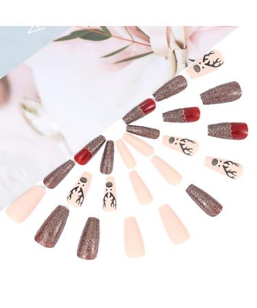 Brishow Coffin Christmas Artificial Nails - 24pcs Press On Long False Nails for Women & Girls - Buy Online on GoSupps.com