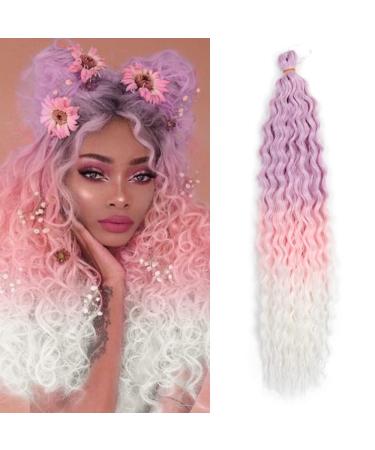 DSOAR Deep Twist Crochet Hair Waterwell Twist Hair bundle Synthetic curly braided hairstyle hair extension ombre kinky curl braided hair part 22 inches 3 packs 22inch pure/pink/60