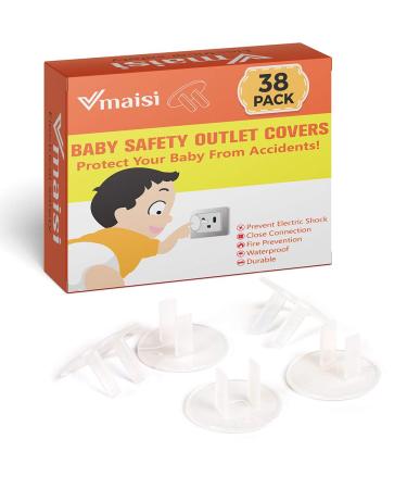 38 Pieces Clear Outlet Covers Baby Proofing - Vmaisi Electrical Safety ChildProof Plug Protector - (Clear, 38 Pack)