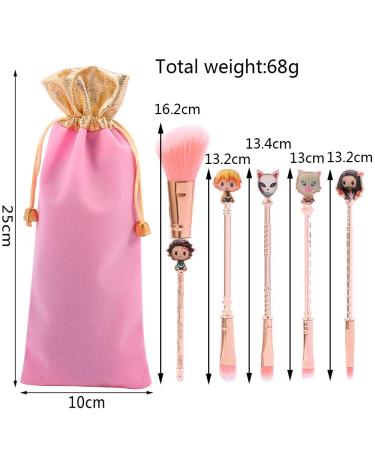 Buy 5-Piece Demon Slayer Make-Up Brush Set with Pink Bag | Anime Foundation Blush Eye Shadow & More - Buy Online on GoSupps.com