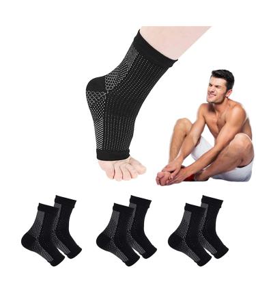 3Pairs Dr Sock Soothers - Neuropathy Socks - Soothe Socks for Neuropathy Pain - Heelium Pain Relief Socks - Anti Fatigue Compression Foot Sleeve Support Brace Sock (L/XL, Black) L/XL Black
