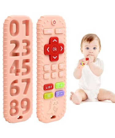 Tooths forces for babies 0-6-12 months gifts silicone remote control baby toothing aid toys for 3 6 9 months toddler autism food quality silicone bathing toys pink