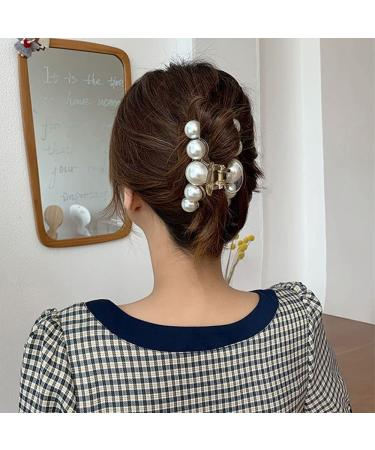 Champagne Large Pearl Hair Claw Clips for Women - Strong Hold, Nonslip Hair Jaw Clips for Daily, Wedding, Birthday - Fashion Accessories for Thick/Thin Hair - Buy Online on GoSupps.com