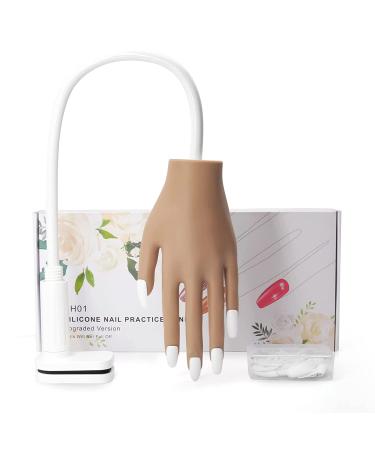 Silicone Nail Practice Hand with Aluminum Alloy Bracket - Flexible & Durable for Acrylic Nails - Brown - Buy Online on GoSupps.com