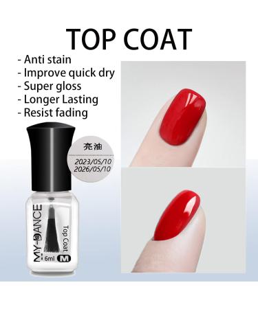 Quick Dry Top Coat & Base Coat Set - Long Lasting High Shine Glossy Nail Varnish - 1.00 ml (Pack of 1) - Buy Online on GoSupps.com