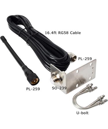 TWAYRDIO VHF Marine Antenna 156-163 MHz - 50W - 6.5in Stubby Antenna with RG58 Coaxial Cable - Ideal for Boat, Pontoon, Sailboat, Yacht - SO239 to PL259 Connector - L-Shape Mounting Bracket - Buy Online on GoSupps.com