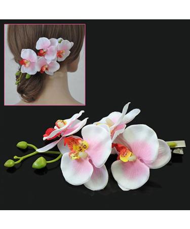 Women Fashion Orchid Flower Hair Clips for Wedding Bridal Hawaii Party Hair Accessories (White) - Buy Online on GoSupps.com