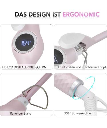 Dee Banna 9mm Turmaline Ceramic Curling Iron - Adjustable Temperature (140-200 ) for Long & Short Hair - Includes Glove & Clips - Buy Online on GoSupps.com