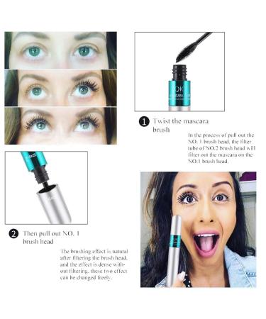 QIC 2 in 1 4D Dual Brush Silk Fiber Lash Mascara - Waterproof, Smudge-Proof & Hypoallergenic - Thickening, Lengthening & Long-Lasting - Very Black Eyelash Curling Formula - Buy Online on GoSupps.com