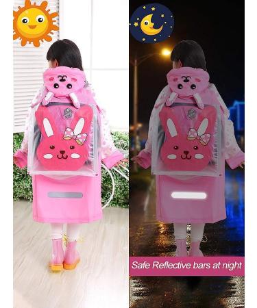 QTECLOR Kids Raincoat Jacket - Cartoon Rain Poncho for Ages 6-13 with School Bag Cover - Buy Online on GoSupps.com