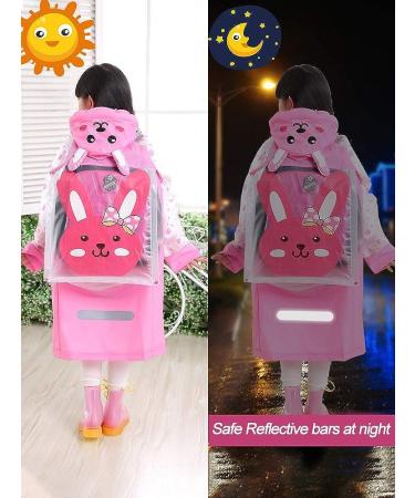 QTECLOR Kids Raincoat Jacket Age 6-13 | Cartoon Rain Poncho with School Bag Cover - Buy Online on GoSupps.com