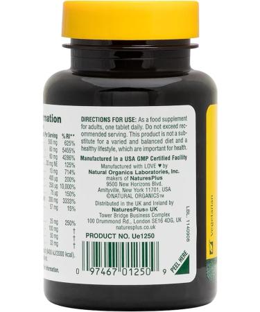 NaturesPlus Mega Complex Sustained Release - B Complex Vitamin C Supplement - 30 Vegetarian Tablets - Buy Online on GoSupps.com