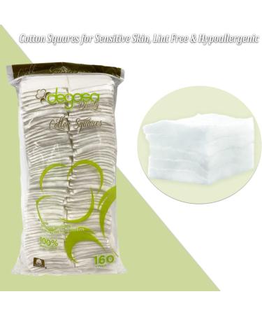 Degasa Premium 100% Pure Cotton Exfoliating Squares - Hypoallergenic Lint-Free Makeup & Nail Polish Remover Pads for Women | 160 Count - Buy Online on GoSupps.com