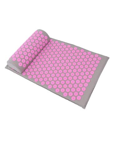 Verdant Touch Massage Mat Acupuncture Massage Yoga Mat 68 x 42 cm Light Grey Pink Buckle Acupressure Pad for Yoga and Massage