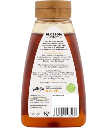 Hilltop Honey - Blossom Honey - Squeezy Bottle - 340g - Buy Online on GoSupps.com